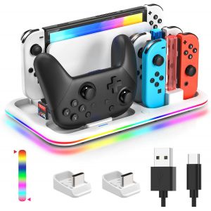 Gjfty-Chargeur Pour Nintendo Switch&switch Oled, Station De Charge Compatible Avec Nintendo Switch, Switch Accessoires - Neuf