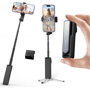 JGD-Mini Tr&eacute;pied pour Perche &agrave; Selfie avec T&eacute;l&eacute;commande, Tr&eacute;pied de Poche Portable pour iPhone, Petit Perche Selfie T&eacute;l&eacute;phone Compact pour Voyage/Vlog/Enregistrement Vid&eacute;o/Diffusion Direct (Noir) - Neuf