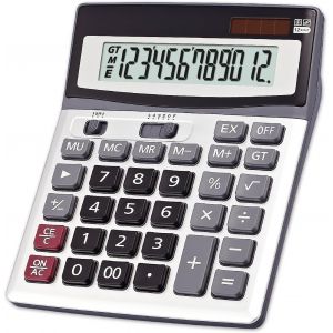 Calculatrices de Grand Format Calculatrice de Bureau,Calculatrice Solaire et Batterie Double Alimentation Calculatrice Portable Grand &eacute;cran LCD 12 Chiffres (Argent) - Neuf