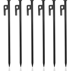 Eryi-6 Pcs Piquets De Tente, Piquet De Tente, 30 Cm Piquet Ancrage Sol, Piquets De Camping Robustes En Métal, Piquet De Fixation Au Sol Avec Crochets Pour Tente Bâche Jardin Camping Extérieur - Neuf