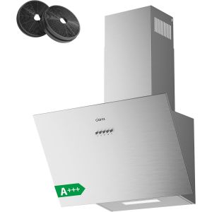 CHECARZHN--NO1-Hotte Aspirante Inclinée 60Cm - Classe A+++ - 650M³/H - Hotte De Cuisine 3 Vitesses - Filtres À Charbon Inclus - Evacuation Ou Recyclage - Inox - Cbcs6762A - Neuf