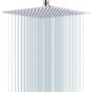 Pommeau de douche &agrave; effet pluie, 30 x 30 cm, en acier inoxydable, avec buses anti-calcaire, auto-nettoyant, carr&eacute;, 30 x 30 cm - Neuf