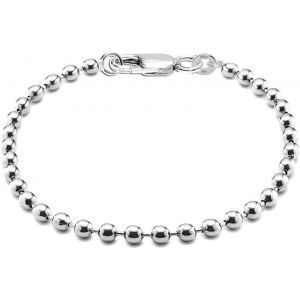 Bracelet En Argent Sterling 925 Fait &Agrave; La Main En Italie Avec Cha&icirc;ne &Agrave; Billes De 4 Mm Et Fermoir Mousqueton Pour Femme (6,5,7,7,5,8 Pouces),Fabriqu&eacute; En Italie - Neuf