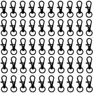 Tianyi-Belle Vous Mousqueton Porte Clé Pivotant Métal Noir (Lot De 50) - 33 Mm De Long - Crochet Porte Clé Premium - Crochet Pour Anneaux, Fermetures, Créations Artisanales, Bijoux, Chaînes Et Porte- - Neuf