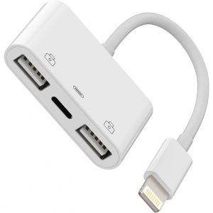 TRAHOO-Adaptateur Lightning vers USB pour iPhone OTG pour Chargeur Rapide, Clavier, cl&eacute; USB, Lecteur de Cartes, Appareil Photo, Souris, hub, Accessoires de Chargement, 14, 13, 12, 11 Pro Max, Mini - Neuf