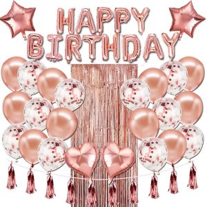 ChicSlick-Kit Ballon Rose Pour Anniversaire - Guirlande Happy Birthday, Décoration Fête Or Rose, Party Decorations, Fournitures Et Confettis[X1197] - Neuf