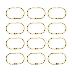 12 Pcs Open Douche Rideau Crochet Anneaux Ovale Suspendu Or - Neuf