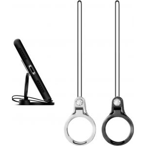 KAL-2 Pi&egrave;ces Ensemble De Support D'Anneau De T&eacute;l&eacute;phone Portable, Support D'Anneau Ultra-Mince, Support De Lani&egrave;re Multifonctionnel En M&eacute;tal Deux En Un - Neuf