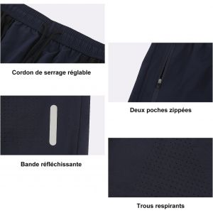 Short De Sport Pour Homme - Séchage Rapide - Avec Poche Zippée - Convient Pour Différentes Occasions De Loisirs Et De Sport - Neuf