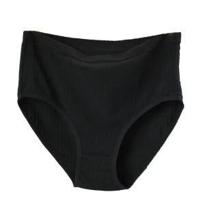 Soft High Waist Cotton Panties Underwear For Women Breathable Plus Size Woman Briefs Female Lingerie Underpants Panty Striped.2xl (90-100kg).Black - Neuf
