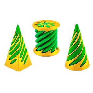 Lot de 3 sculptures en forme de c&ocirc;ne en spirale, pyramide impossible, imprim&eacute;es en 3D, figurine cylindrique en spirale - Yvan - Neuf