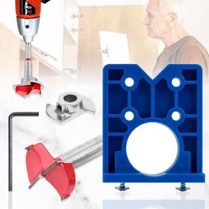 Trou de Positionneur de Bits, 35MM Charni&egrave;re Gabarit Ensembles de Forets Forstner &agrave; Charni&egrave;Re Dissimul&eacute;e En Foret Guide De Rep&eacute;rage De Per&ccedil;age Outils pour Charni&egrave;res de Placard et Plaques de Montage - Neuf