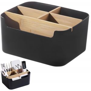 Organisateur de bureau, à 5 compartiments, amovible, en bois, pour ranger stylos, cosmétiques, articles de papeterie, notes autocollantes, fournitures de bureau - Neuf