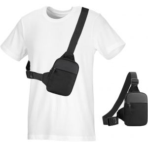 RFCBC-Petite Sacoche Poitrine Homme, Sac Poitrine Homme, Sac Bandoulière Étanche pour Camping, Randonnée, Voyage, Sac à Bandoulière Homme et Femme, Sacoche Crossbody Poitrine (Noir) - Neuf