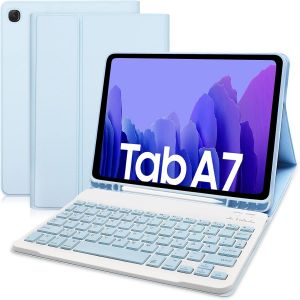 Étui Avec Clavier Pour Samsung Galaxy Tab A7 10.4 2020(T500/T505/T507), Étui De Protection Léger Avec Support Pour Stylo, Clavier Bluetooth Amovible Sans Fil (Disposition Qwertz Allemande) - - Neuf