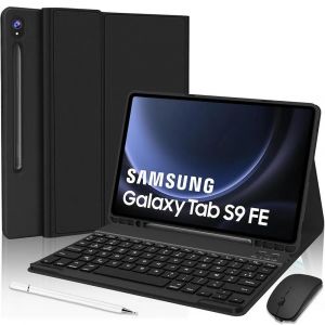 Coque Clavier pour Samsung Galaxy Tab S9 FE (10,9 Pouces) Protection avec Clavier Bluetooth + Souris Sans Fil + Stylet - EFConnection - Neuf