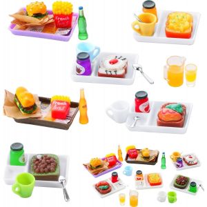 Accessoires De Maison De Poupée Miniature,Accessoires De Cuisine Miniature,1:12 Accessoire Miniature Nourriture Avec Miniature Hamburger Frites Boisson Pain Confiture,Ensemble De Mini Nourriture - Neuf