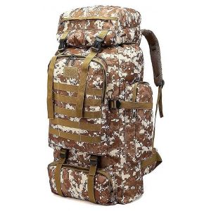 Extérieure 75l Grande Capacité Militaire Tactique Sac À Dos Pour La Randonnée, Le Camping, Le Trekking - Hydrofuge Camouflage Jaune - Neuf