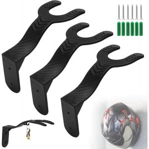LORANKA-Support Casque Mural 3 Pi&egrave;ces &iquest; Porte Casque Moto en ABS Robuste, Design Antid&eacute;rapant et Gain de Place, Support Mural pour Casques et Accessoires, Installation Facile pour Garage, Entr&eacute;e ou A - Neuf