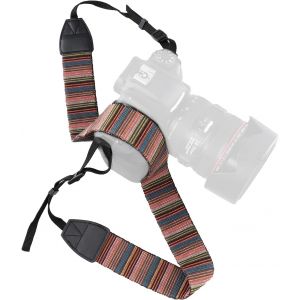 Sangle pour Appareil Photo de Style Bohème,Courroie Multicolore en Coton pour DSLR,SLR et Appareils Photo Numériques,Bandoulière Ajustable et Confortable,Compatible avec Toutes Marques - Neuf