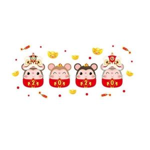 XL658 Autocollants muraux Souris Nouvel An &iquest; 5 pi&egrave;ces de d&eacute;coration de dessin anim&eacute; pour murs, fen&ecirc;tres et plus - Neuf