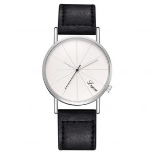 Lvpai Grand Cadran Hommes D'affaires Quartz Pu Bracelet Montre-Bracelet (Bracelet Noir + Cadran Blanc) - Neuf