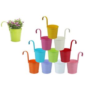 Lot De 10 Pots Muraux En M&eacute;tal Avec Crochets Amovibles Pour Fleurs Et Herbes Aromatiques, Hauteur 10 Cm, En Fer. - Neuf