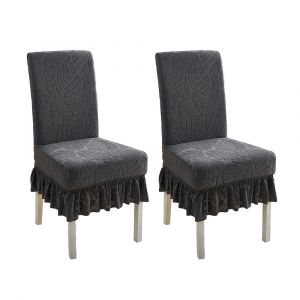 Lot de 2 housses de chaise extensibles en spandex pour salle &agrave; manger et cuisine, housses de tabouret &agrave; volants, lavables et amovibles - Neuf