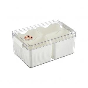 R&eacute;cipient En Plastique Farine-Riz Grande Capacit&eacute; Bo&icirc;te Scell&eacute;e De Croustillants Alimentaires Bo&icirc;te De Rangement De R&eacute;frig&eacute;rateur De Cuisine Multifonctionnelle Bo&icirc;te De Rangement De R&eacute;frig&eacute;rateur &Agrave; Quatre Compartiments-Ivory Wh - Neuf