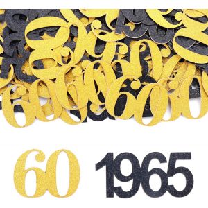 Lot de 100 confettis &iquest;&iquest; paillettes pour 60 ans - 3,4 &iquest;&iquest; 5,1 cm - D&iquest;&iquest;coration &iquest;&iquest; disperser pour 60 ans - Pour femme et homme - 1965 - D&iquest;&iquest;coration de table - 60 ans - Neuf