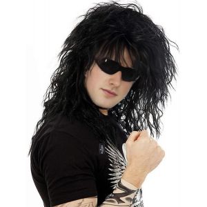 Kalanka-Perruque Vokuhila Pour Homme - Style Punk Rock - Pour Homme - 30 Cm De Long - Noir - Style Punk Rock - Cosplay Halloween - Costume De F&ecirc;te - Neuf