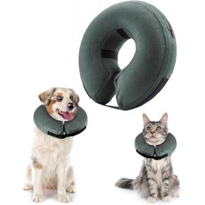 Collier Collerette Gonflable Pour Chien, Collerette Chien Gonflable Avec Velcro R&eacute;glable, Collerette Chat, Adapt&eacute; &Agrave; La Chirurgie Ou &Agrave; La Gu&eacute;rison Des Plaies, Anti-L&eacute;chage (Bleu, M) - Neuf