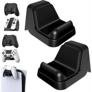 Kalanka-Support Pour Ps5 Manette/Console/Casque Mural,Socle Base Accessoire Pour Xbox Series/One X S Controller Stand Holder Pour Nintendo Switch Pro,2 Pcs-Noir - Neuf
