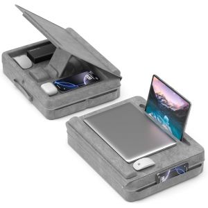 acdsgd-Coussin Ordinateur Portable, Support PC Portable Lit avec Rangement, Support Laptop R&eacute;glable avec Bande Antid&eacute;rapante & Emplacement pour Tablette Maison Bureau Dortoir - Neuf