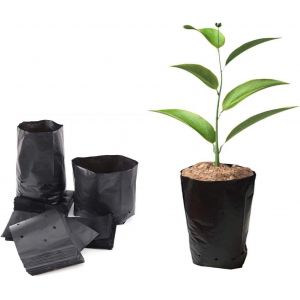 200 sacs de pépinière en plastique épais pour semis de fruits et de fleurs, sacs de plantation de jardin avec perméabilité à l'air 12*15CM - Neuf
