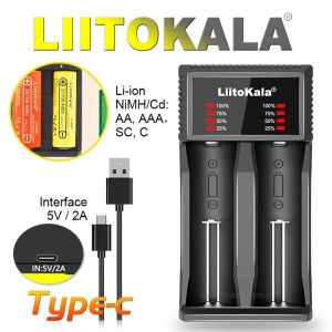 Liitokala Lii-202 18650 1.2v 3.7v 3.2v Aa/Aaa 26650 10440 16340 21700 20700 14500 18490 Chargeur Intelligent De Batterie Au Lithium Nimh--Lii-C2 - Neuf