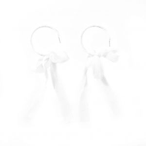 Mode Femme Dame Grand Cercle Boucle D'oreille Tissu Bowknot Ruban Oreille Stud (Blanc) - Neuf