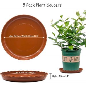 KALANKA-Lot de 5 soucoupes rondes pour pot de fleurs d'intérieur et d'extérieur Noir 30 cm - Neuf