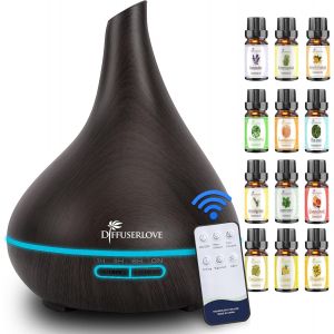 JGD-500ML Diffuseur d'Huiles Essentielles Electrique Aromath&eacute;rapie Humidificateur Vaporisateur d'Huile Parfum&eacute;e, LED 7 Couleurs, Arr&ecirc;t Automatique sans Eau pour Bureau Maison Chambre - Neuf