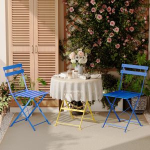 Lot de 3 Meubles de Jardin de Balcon, Table et chaises Pliable, Bistrot Bar Salon de Jardin Exterieur 2 Personnes - Neuf