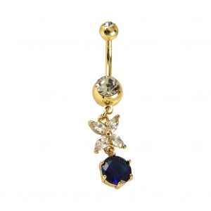 Piercing De Nombril Avec Pendentif Papillon Tendance (Saphir) - Neuf