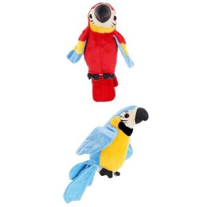 Lot de 2 perroquets parlants en peluche anim&eacute;s, jouet en peluche, cadeau amusant pour anniversaire - Neuf