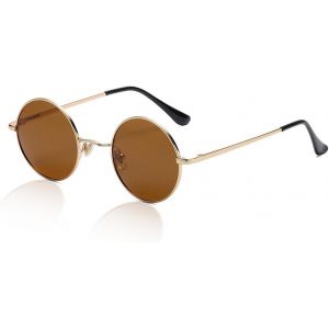 Lunettes De Soleil Polaris&eacute;es Ronde Homme Femme Classique Hippie Tendance Cadre M&eacute;tallique Protection Uv400 - Neuf