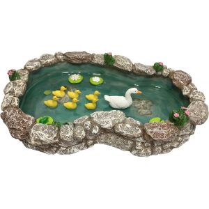 Mevronisshop-Mare Aux Canards : Maman Et Ses Canetons ! Une Mare Aux Canards Miniature Pour Jardin Enchant&eacute; Et Accessoires Pour Jardin Miniature - Neuf