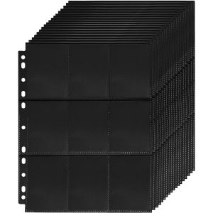 Mdy-60 Pcs Protege Carte Double Face 1080 Poches, Pochette Cartes Transparentes, 11 Trous Classeur Sleeves,Noir Sleeve Carte,Pour Cartes À Jouer, Cartes À Collectionner, Cartes De Crédit, Cartes De V - Neuf