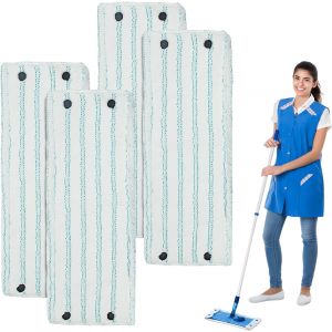 MDY-Tablier De Jet: 4 Pièces Microfibre De Haute Qualité, Lavable Et Réutilisable, pour Tous Types De Sols Durs (42 x 15,5 cm, Bleu-Blanc) - Neuf