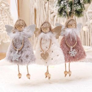 Ensembles de pendentifs anges, pendentifs anges pour No&euml;l, d&eacute;corations anges en peluche pour f&ecirc;tes de No&euml;l, Nouvel An, anniversaires, mariages, Saint-Valentin | (couleurs al&eacute;atoires) - Neuf