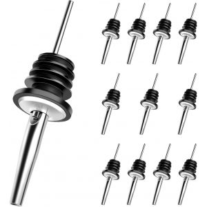 12 Pièces Verseurs De Bec De Bouteille,Verseurs En Acier Inoxydable,Bec Verseur Conique Bouteille,Pour Bouteilles,Cocktails,Vins,Gins,Fêtes Et Bars (Noir) - Neuf