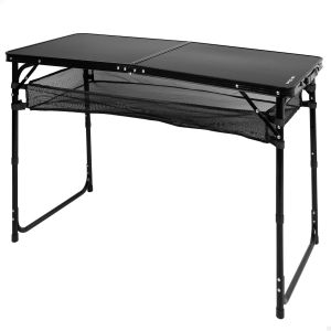 Ulteronixshop-Table Pliante, Noire, 120x60x60, 70 Cm, Hauteur R&eacute;glable, But&eacute;es Antid&eacute;rapantes, Supporte 30 Kg, Poign&eacute;e De Transport, Comprend Un Filet Auxiliaire Amovible, Tables De Camping, Plage - Neuf