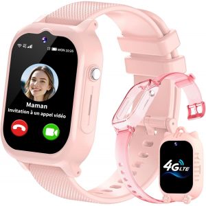 Checarzhn--No1-4g Montre Connectée Enfant Garcon Fille Traceur Gps Téléphone Sos Appel Vidéo Podometre Marche Réveil Hd Caméra Calculatrice Étanche Digitale Bracelet Cadeau Jouet 4 5 6 7 8 9 10 11 12 Ans - Neuf